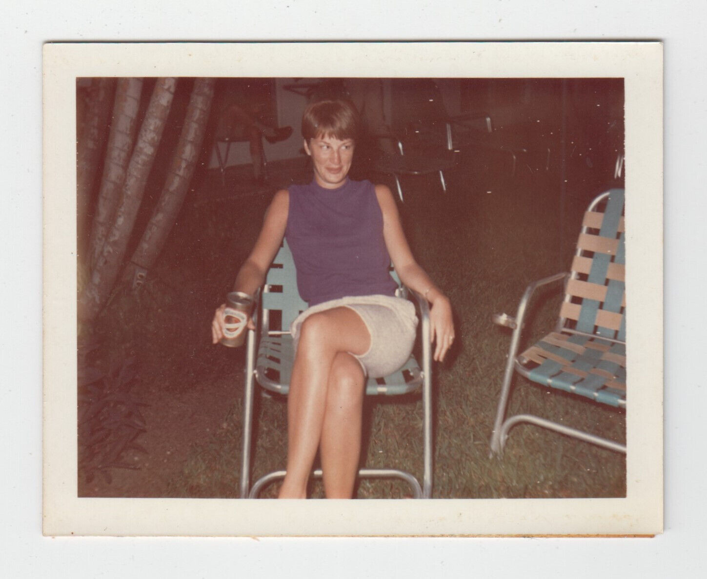 Vintage Photo Cute Flirty Woman 1967 Ft Lauderdale FL Color Snapshot