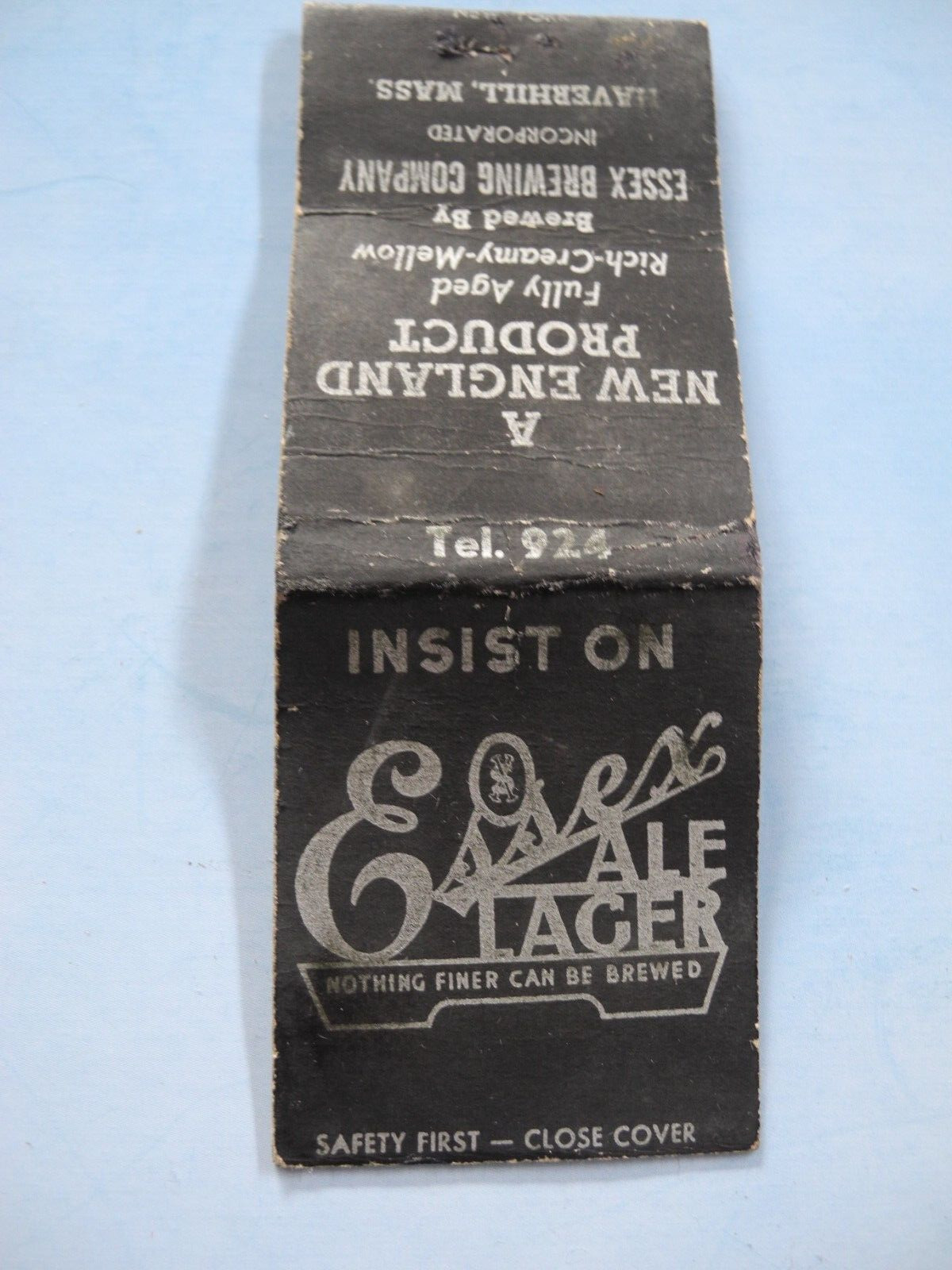 1930's Rare ESSEX BREWERY ALE AND LAGER  Haverhill,Ma. Matchcover