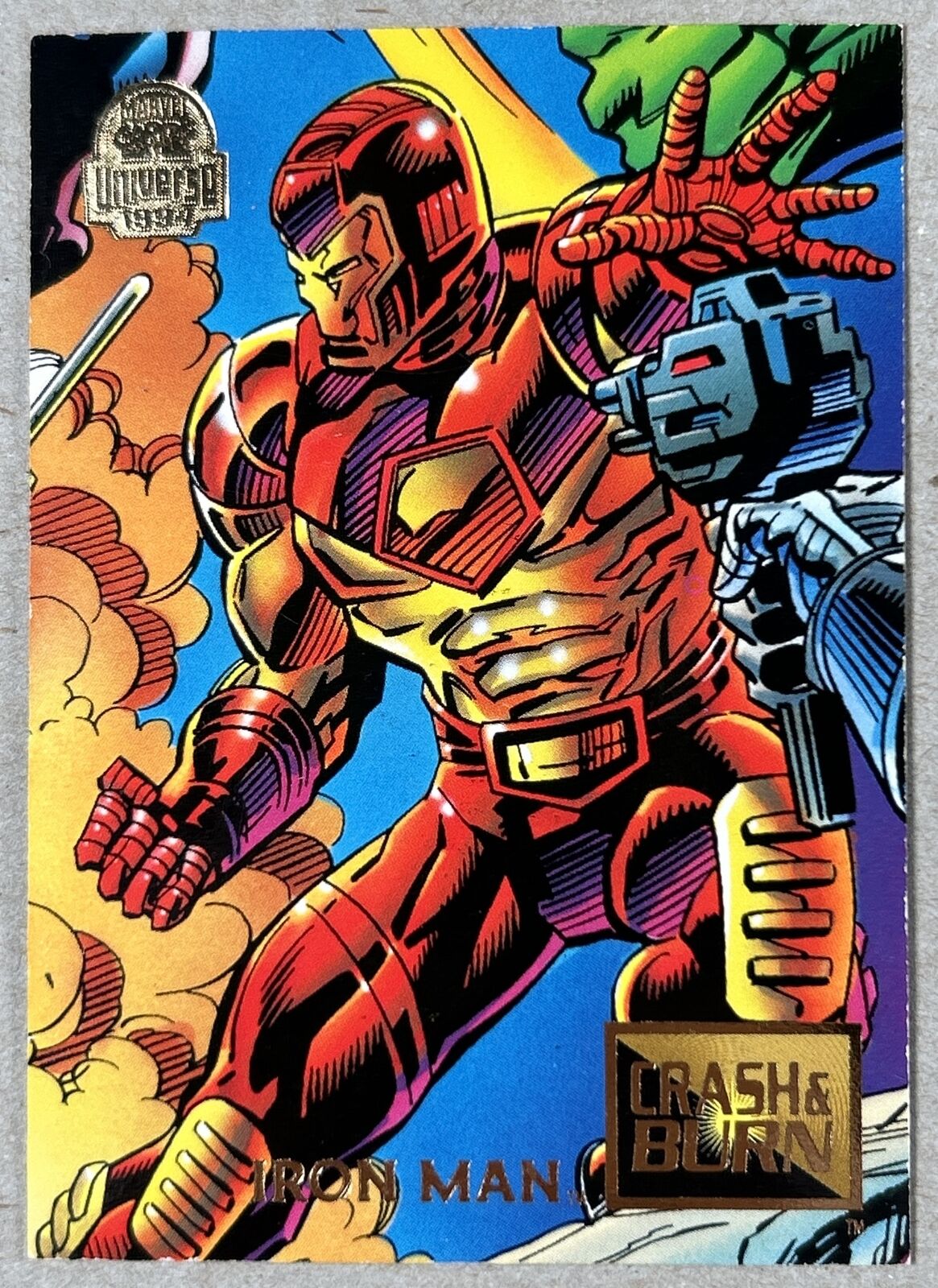1994 Marvel Universe #80 Iron Man Card Crash And Burn Part 8 of 9