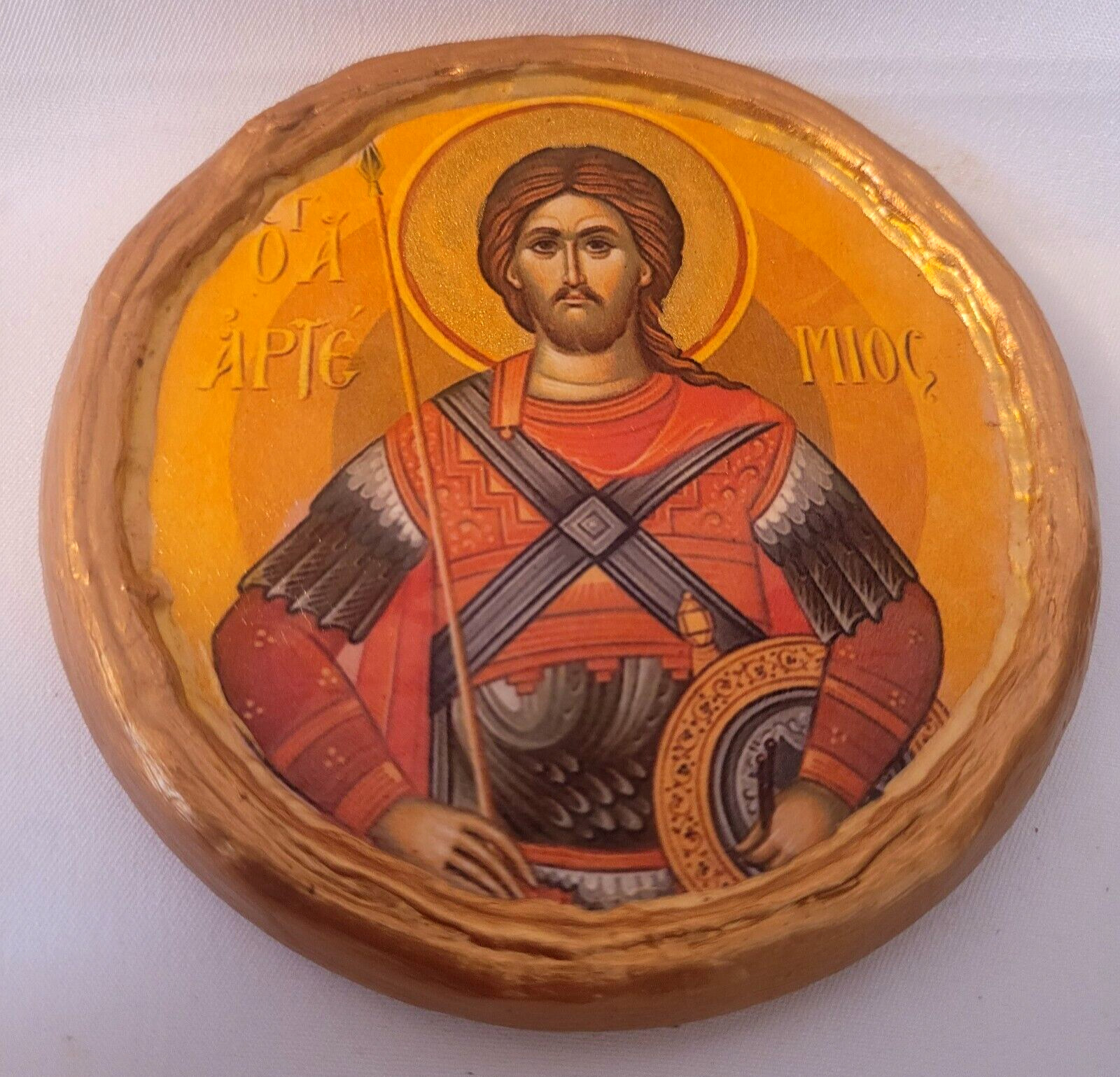Saint Artemius Artemios Roman Catholic and Byzantine Greek Orthodox Round Icon