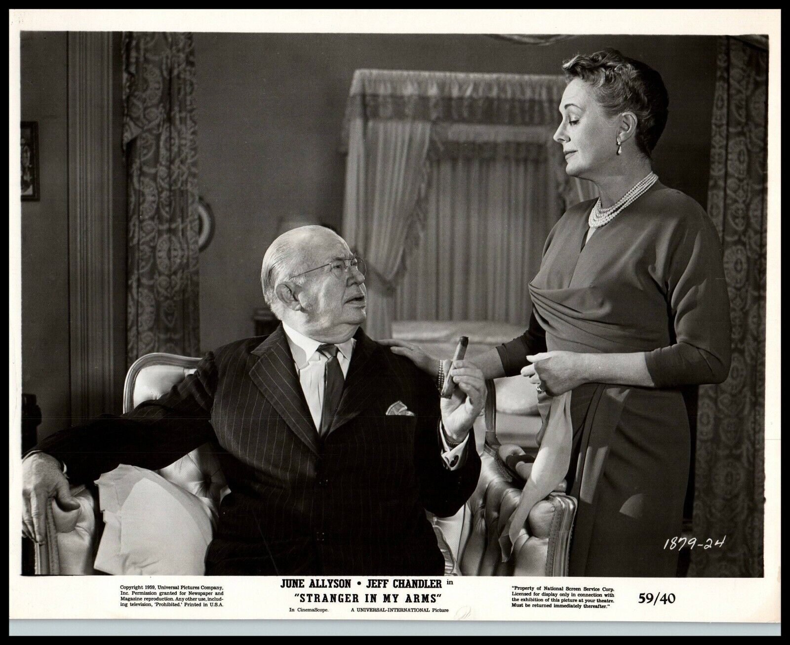Mary Astor + Charles Coburn in A Stranger in My Arms (1959) ORIGINAL PHOTO M 39