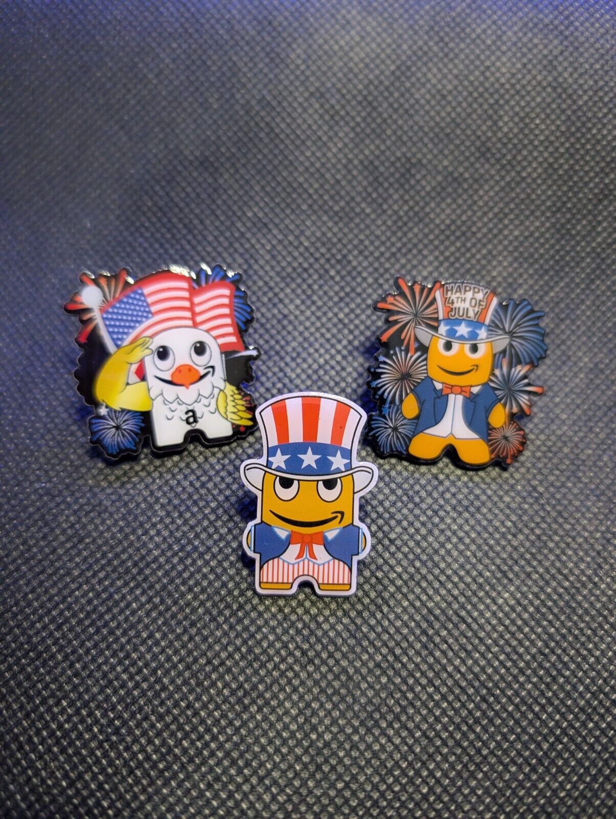 Amazon PECCY Lot of 3 Fourth Of July Independence Day Pins BRAND NEW -RARE