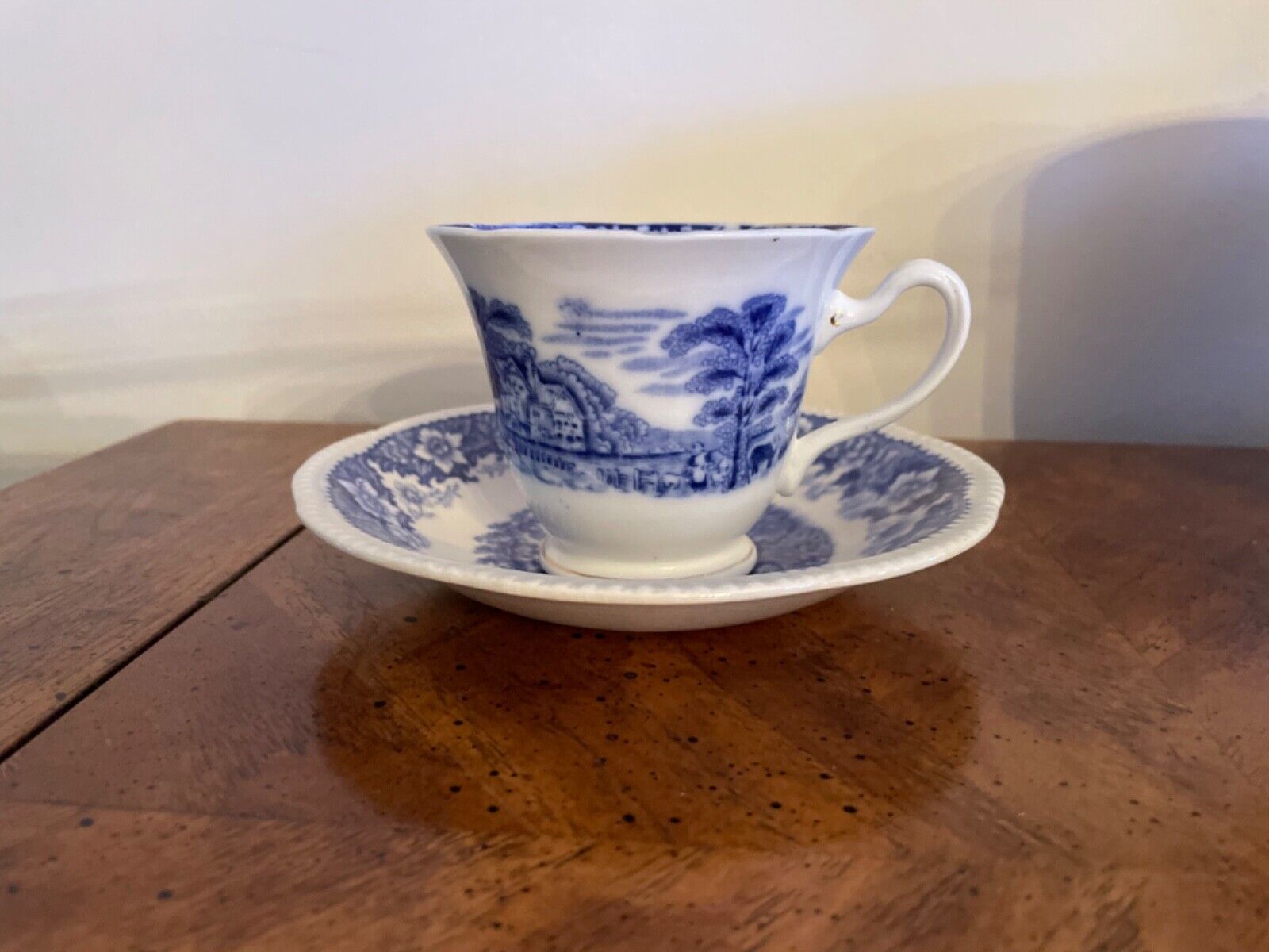 silverdale handley england blue white teacup and saucer