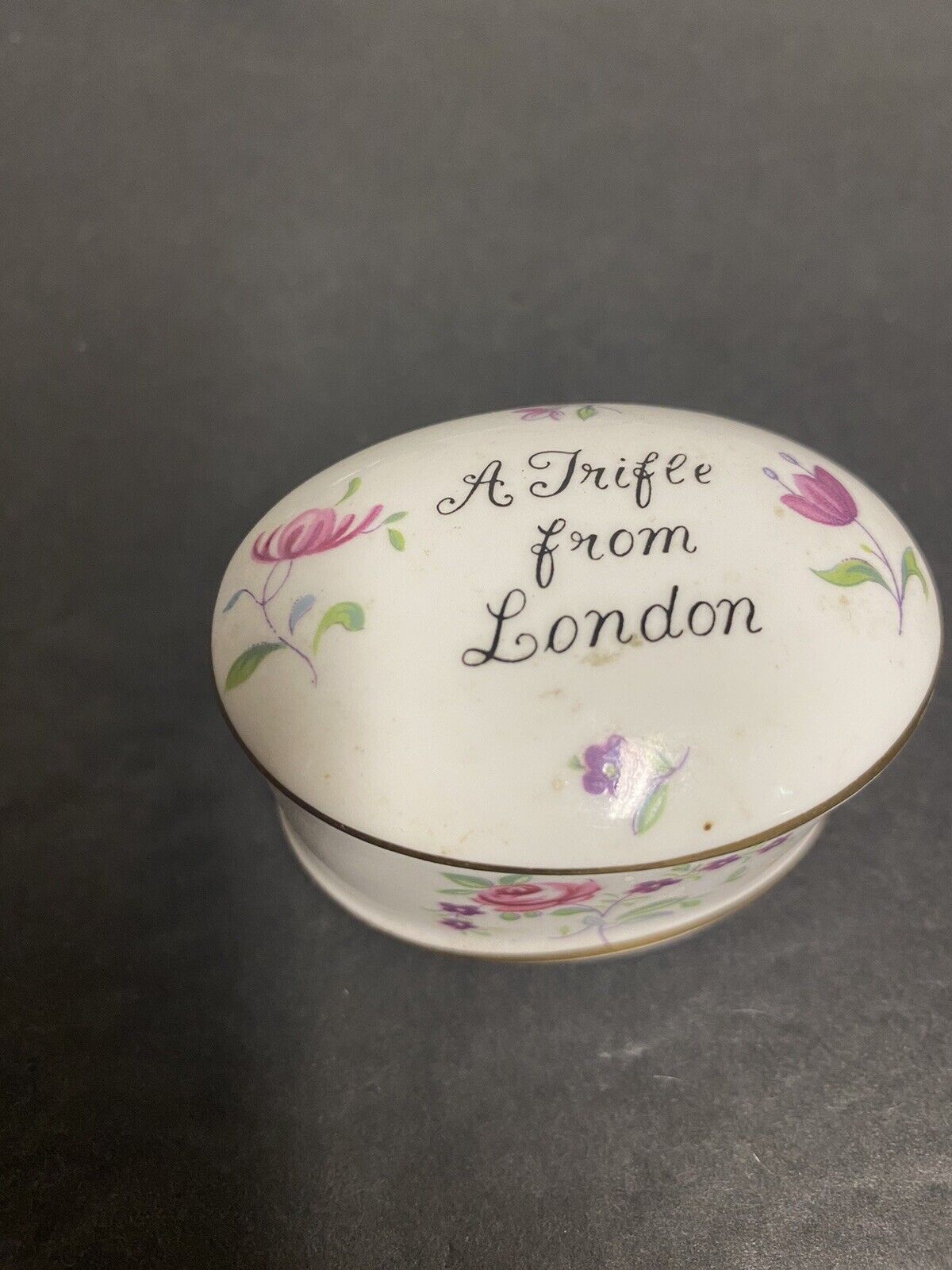 VTG CROWN Staffordshire England Trinket Box from London Bone China #483