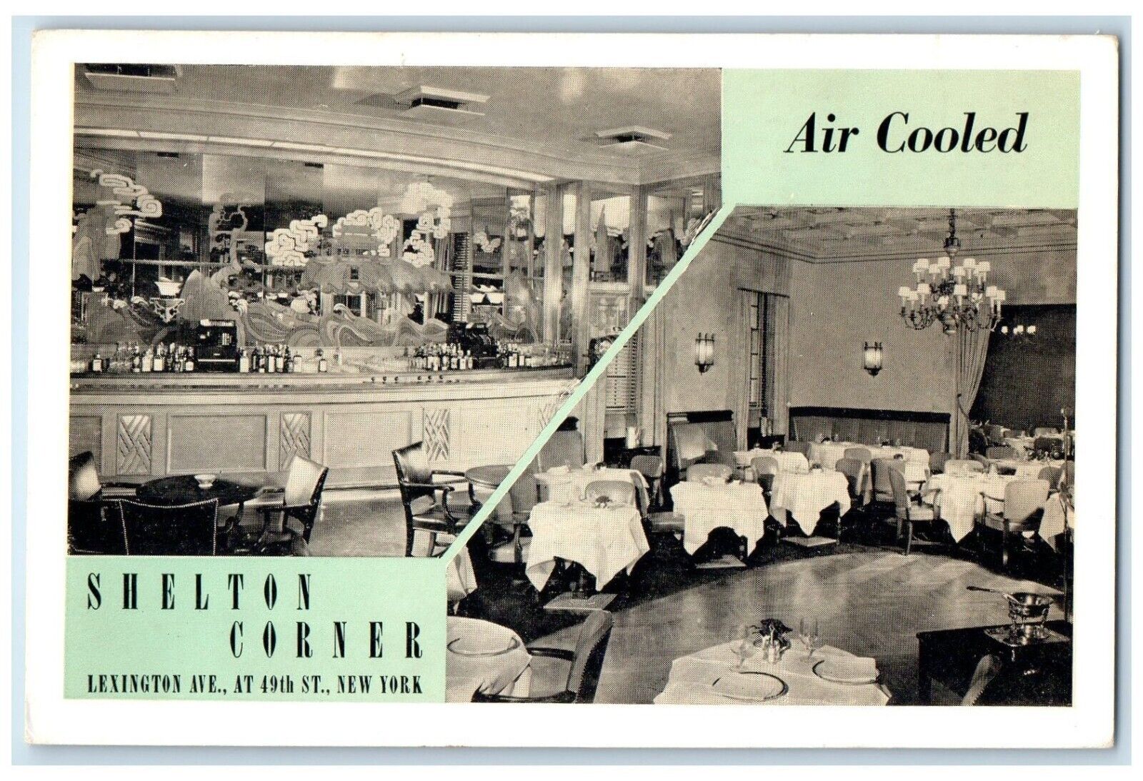 c1930's Shelton Corner Dining Room Lexington Avenue New York NY Vintage Postcard