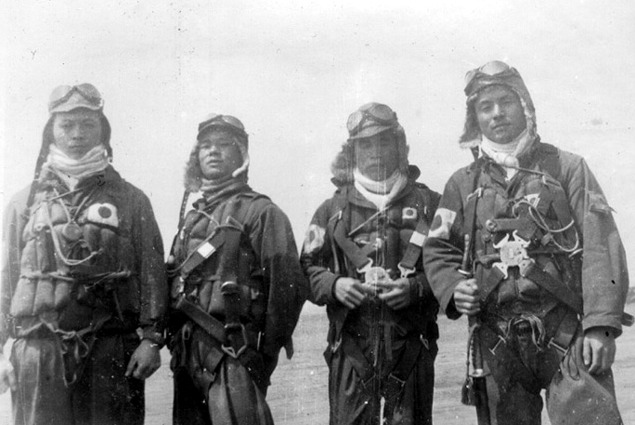 WW2 WWII Photo Four Japanese Pilots Pose for Photo  World War Two Japan / 2567