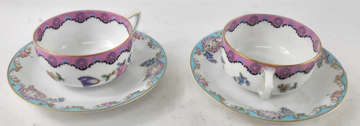 2 Rosenthal Donatello Selb-Bavaria Pink Floral Coffee Tea Mugs Cups