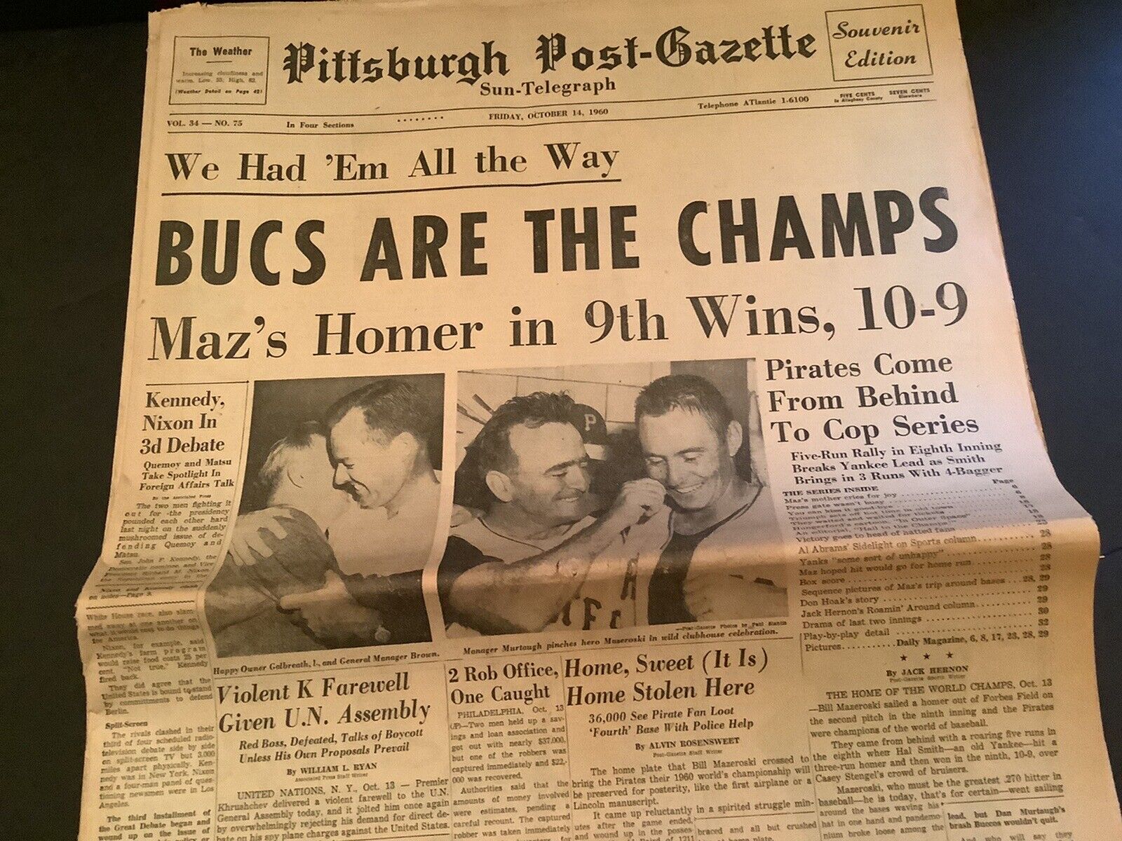 1960 World Series Newspaper