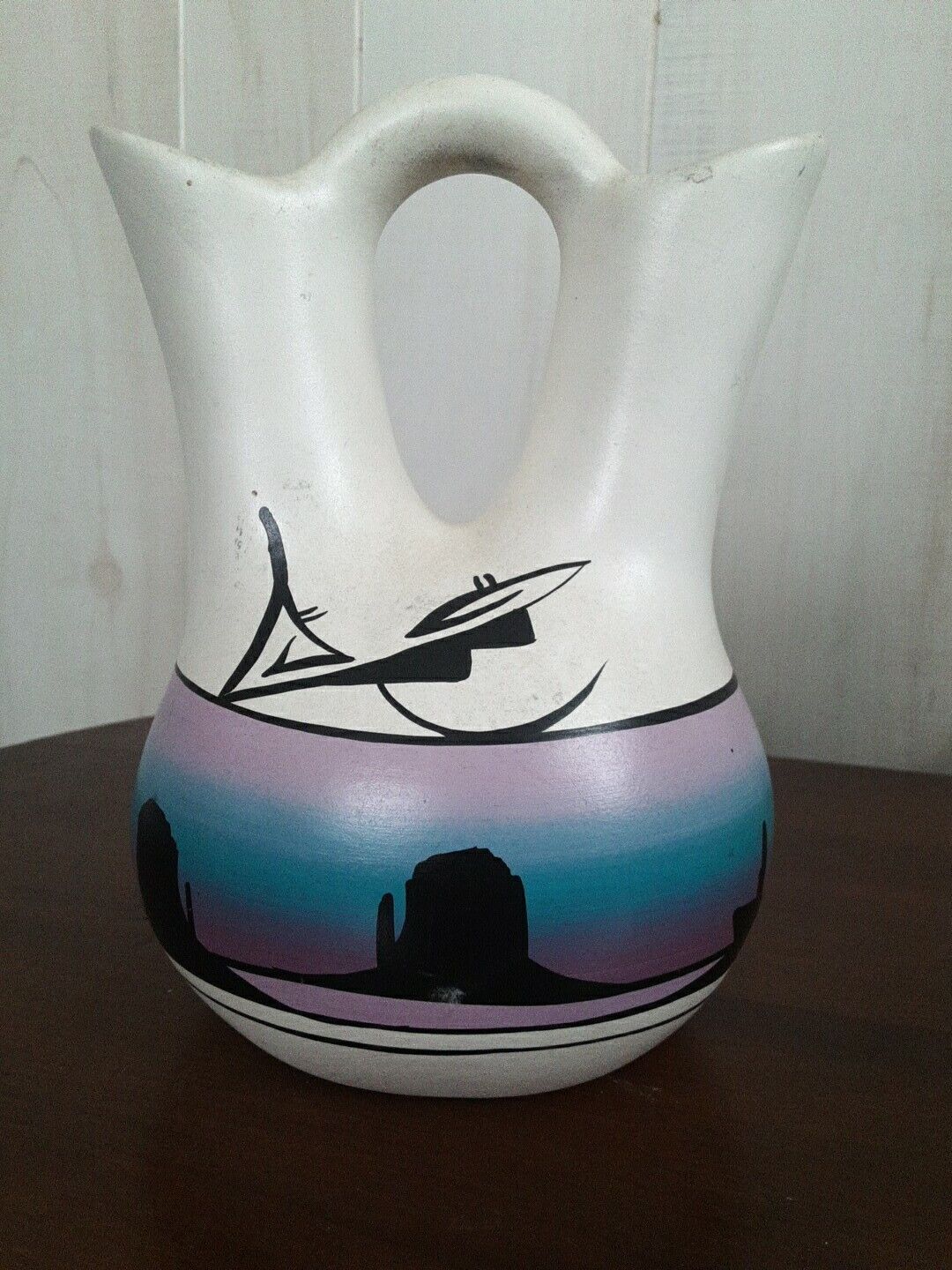 Vintage Native American Pottery Wedding Vase Arizona. Signed By Artist