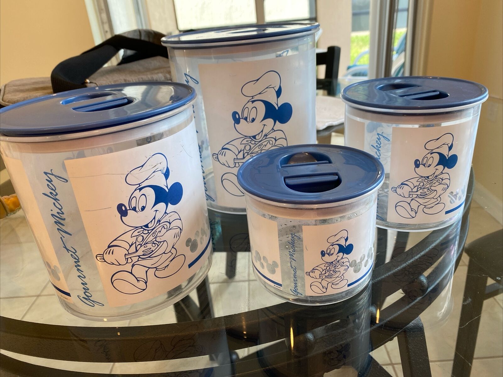 Disney Gourmet Chef Mickey Mouse Plastic Canister Set of 4 Rare Pioneer Brand