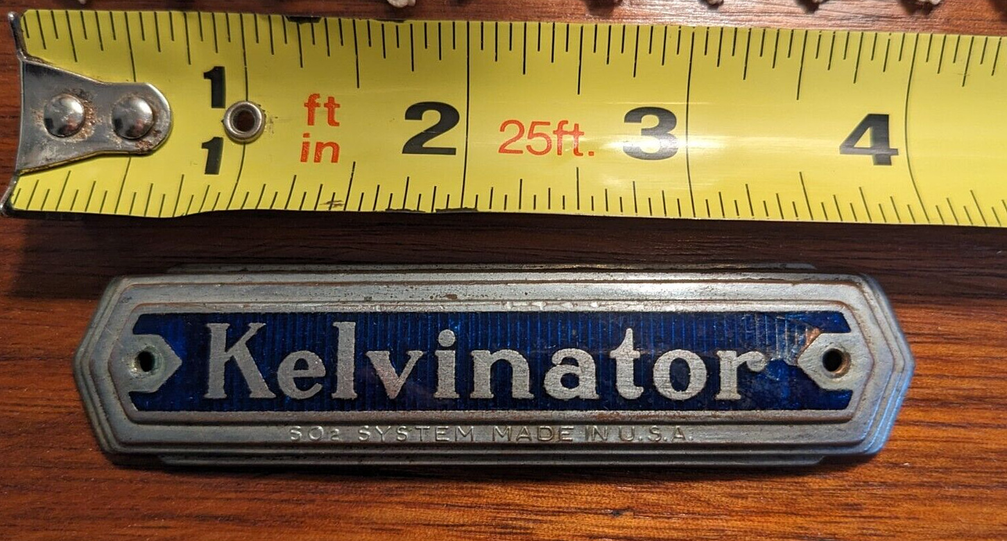 Vintage Kelvinator Refrigerator Emblem Nameplate