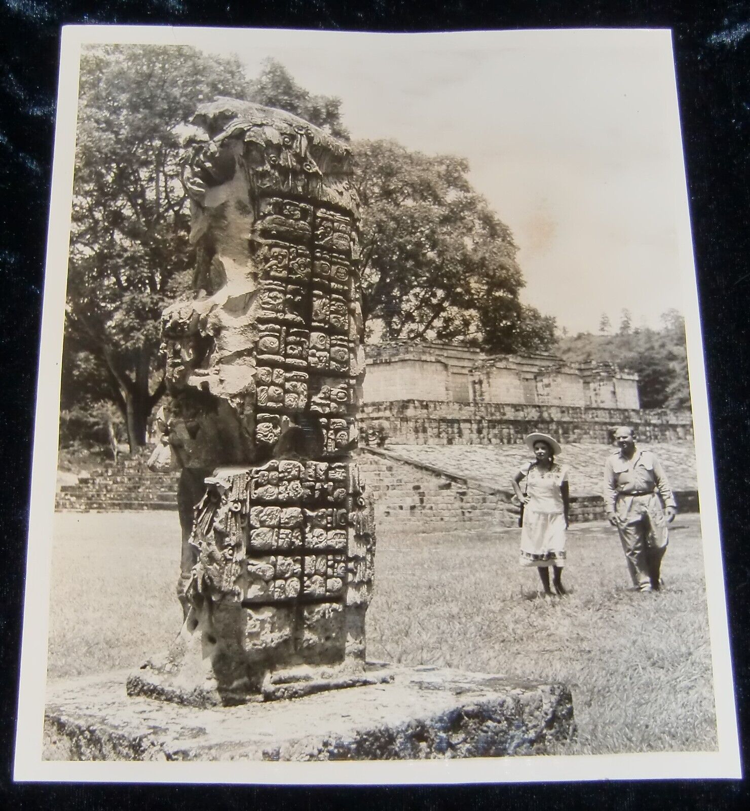 Large Original Antique Press Photo Mayan Ruins Early Tourist Copan 1930\'s