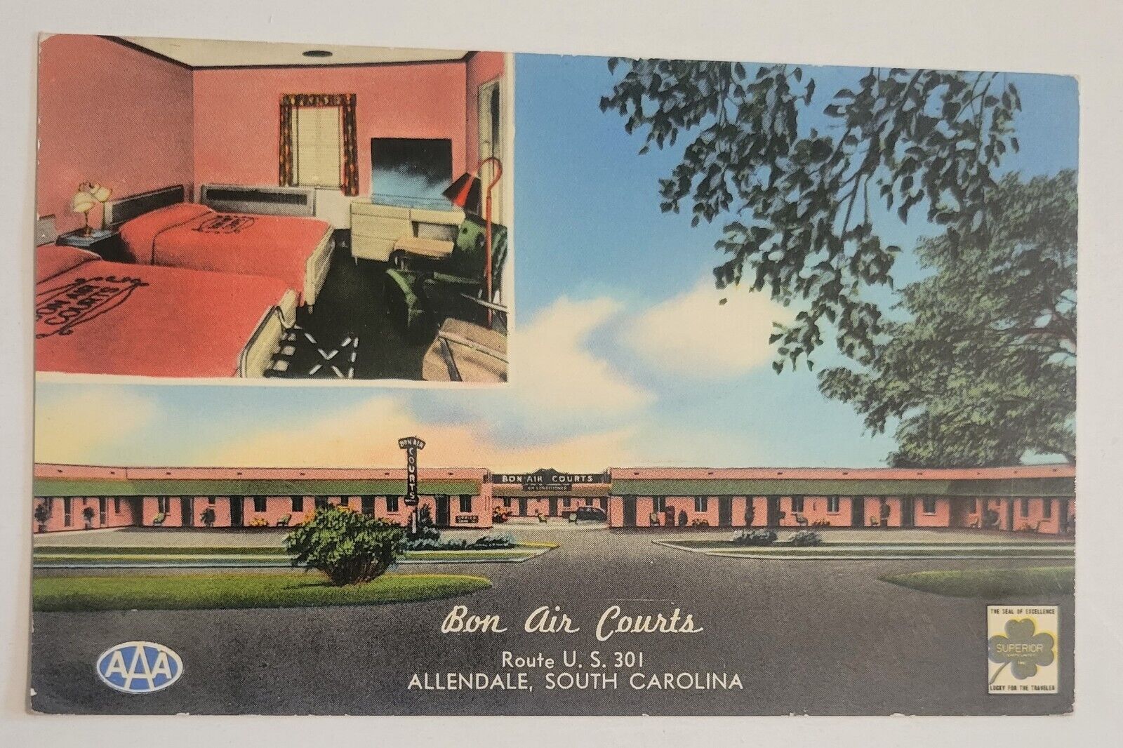 Vintage Allendale South Carolina SC U.S. 301 Bon Air Courts Motel Postcard Z1 