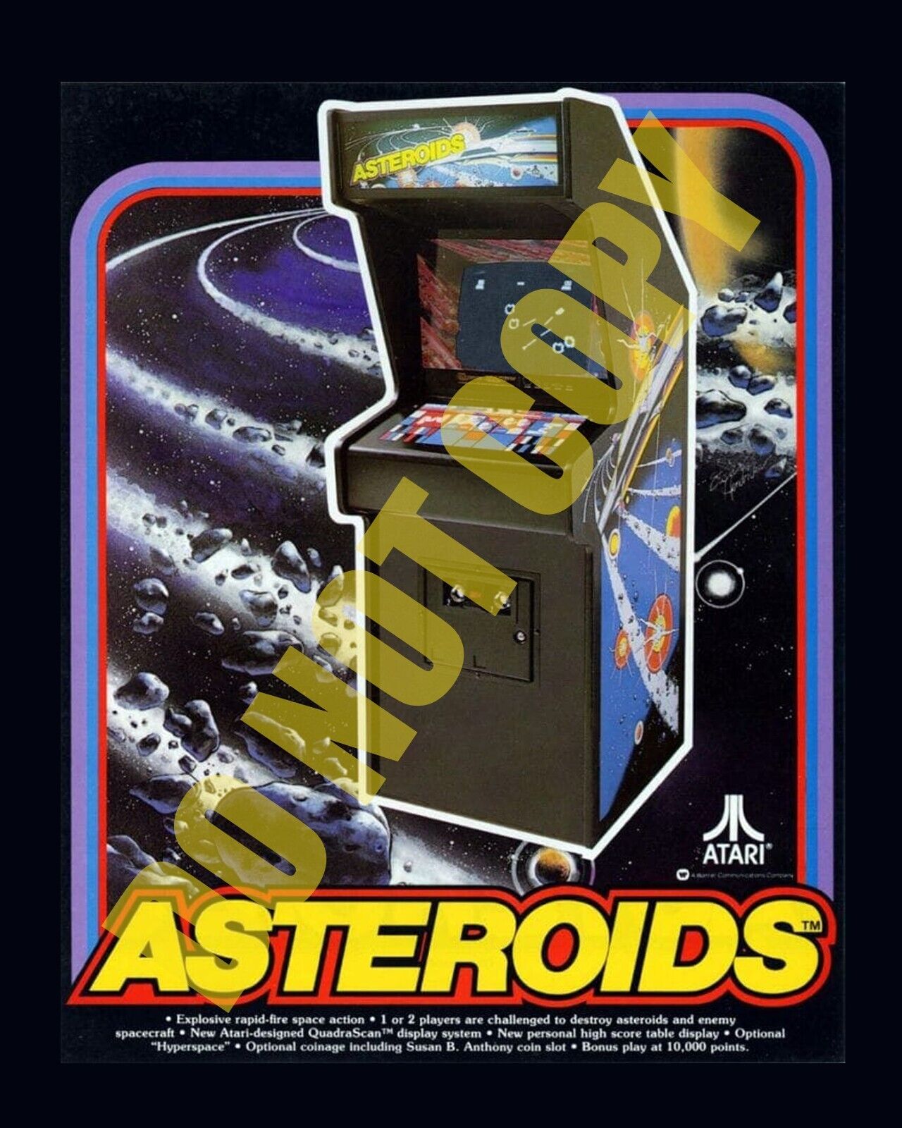 Retro 1979 ASTEROIDS Atari Video Arcade Game Flyer Art 8x10 Photo