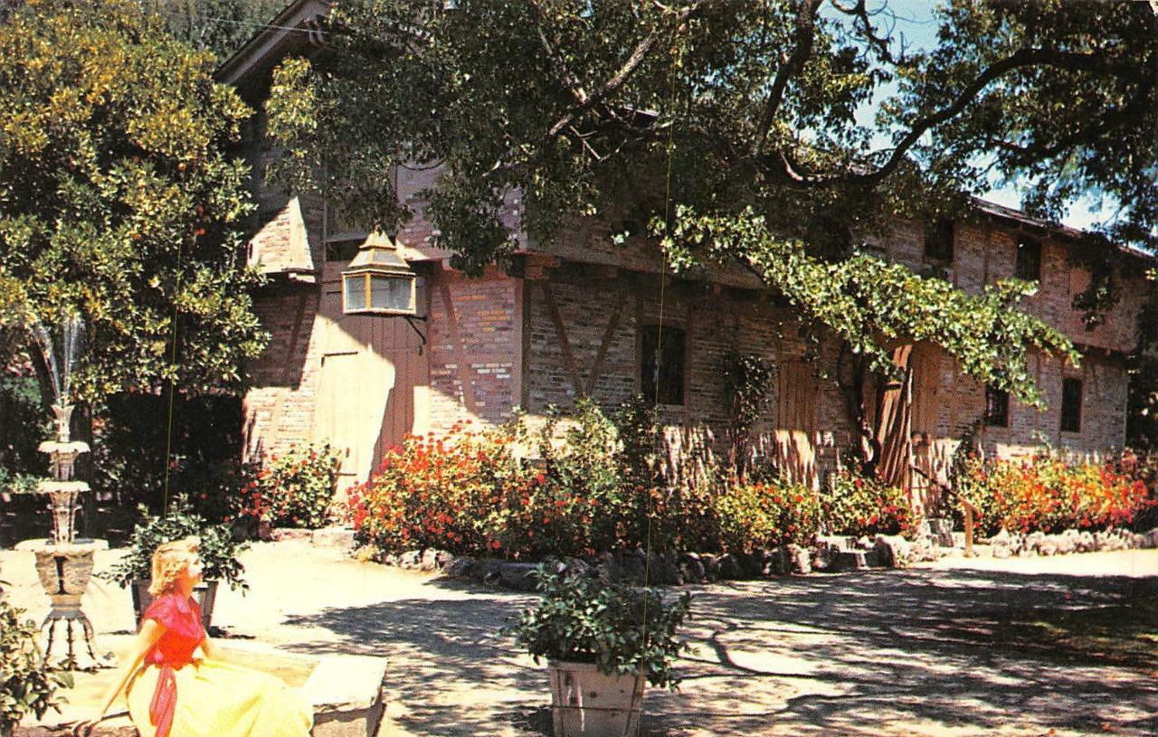 SONOMA, CA California GENERAL VALLEJO\'S SWISS CHALET Pretty Girl c1950s Postcard