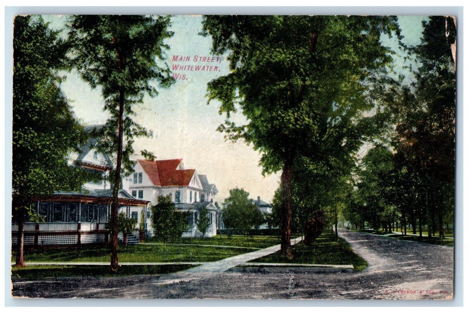 c1910\'s Main Street Houses Whitewater Wisconsin WI Posted Antique Postcard