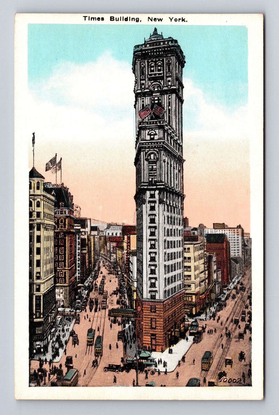 New York City NY- Times Building, Advertisement, Antique, Vintage Postcard