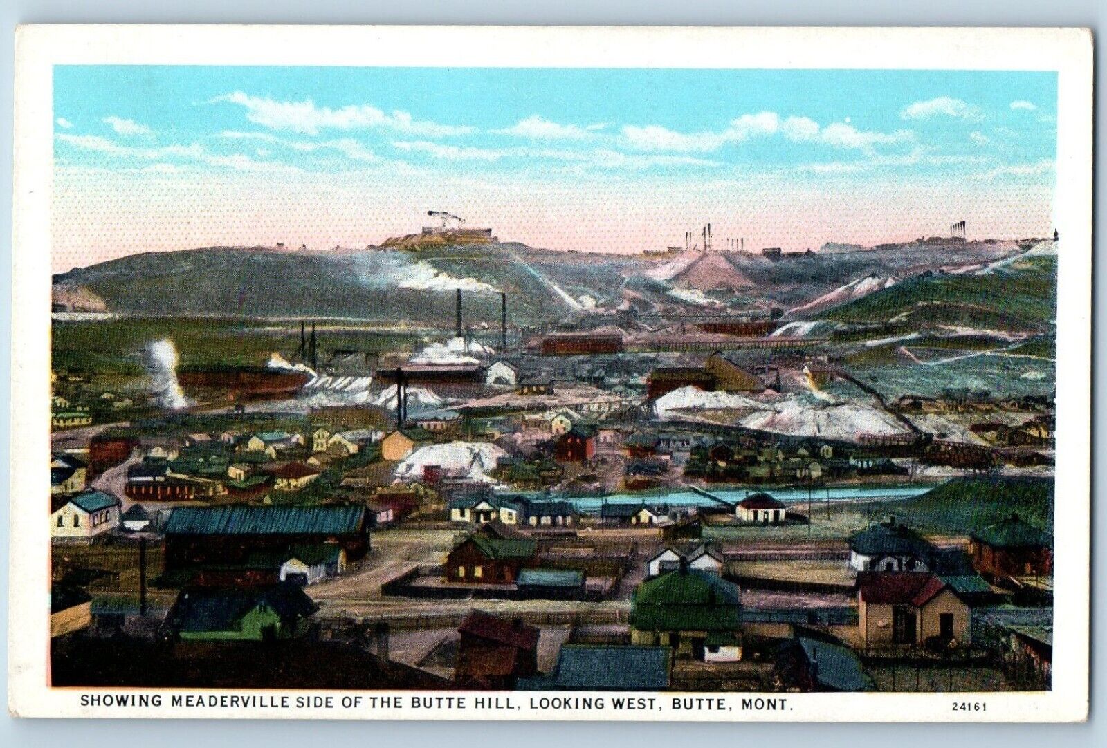 Butte Montana MT Postcard Showing Meaderville Side The Butte Hill Looking West