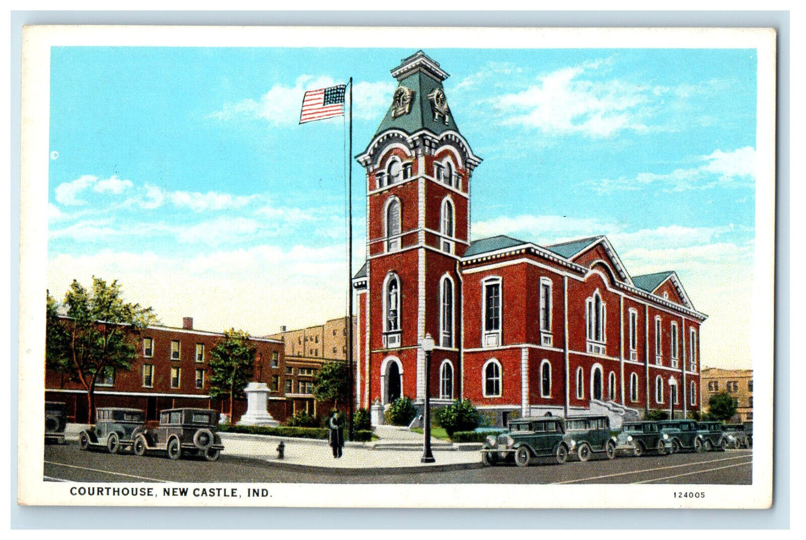 c1930s Court House View, Newcastle Indiana IN Unposted Vintage Postcard