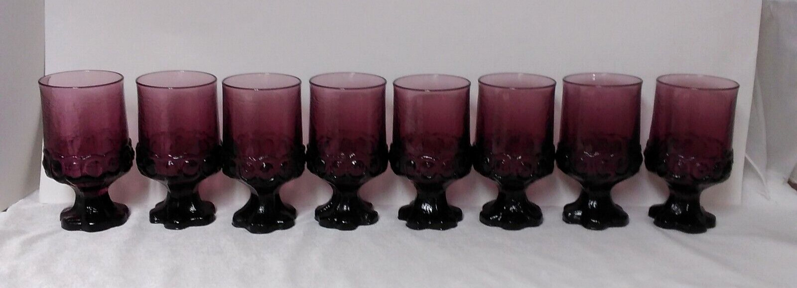 Set of 8 Vintage Tiffin Franciscan Glass Plum/Amethyst Purple 5.5