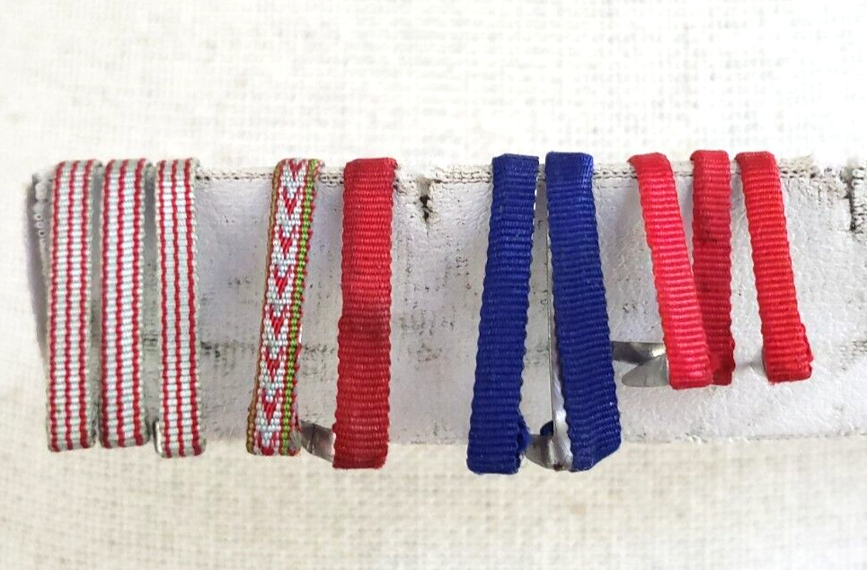 10 Foreign War Related Medal Ribbons Lot Belgium ? France ? Patent Numbers
