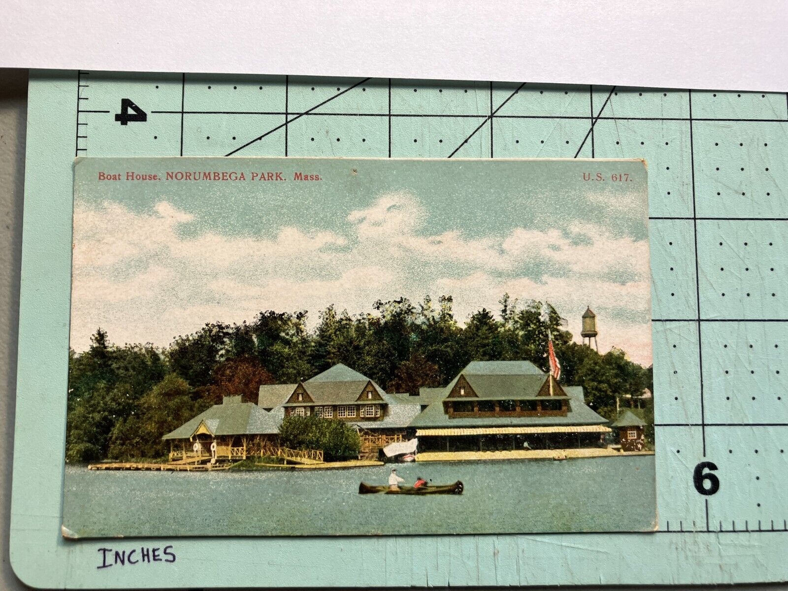 vintage  Postcard - Boat House Norumbega Park Massachusetts