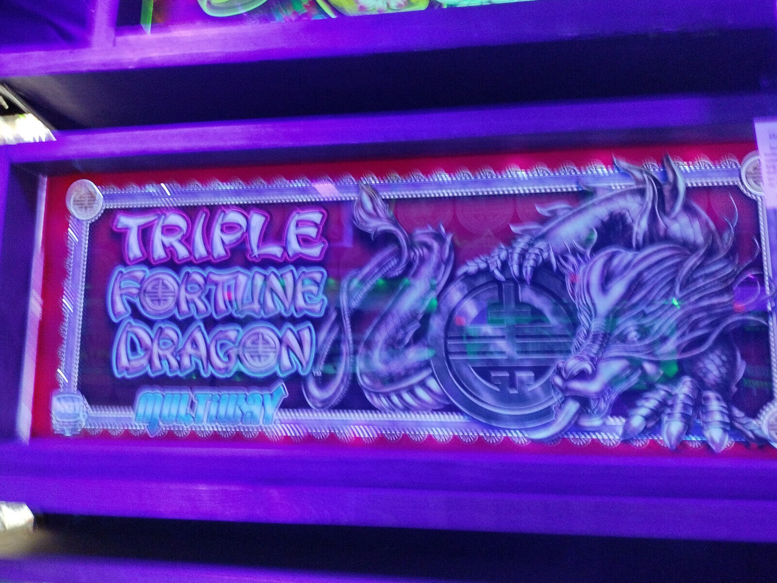 Triple Fortune Dragon (Vintage Slot Machine Glass) Framed & Backlit