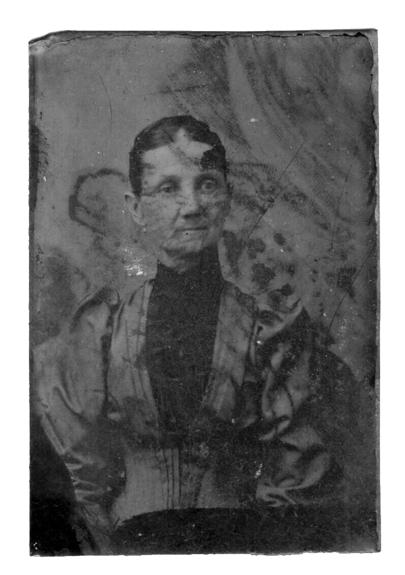 Sixth Plate 1880s 1890s Antique Victorian Older Woman 1/6 Plate Tintype No ID