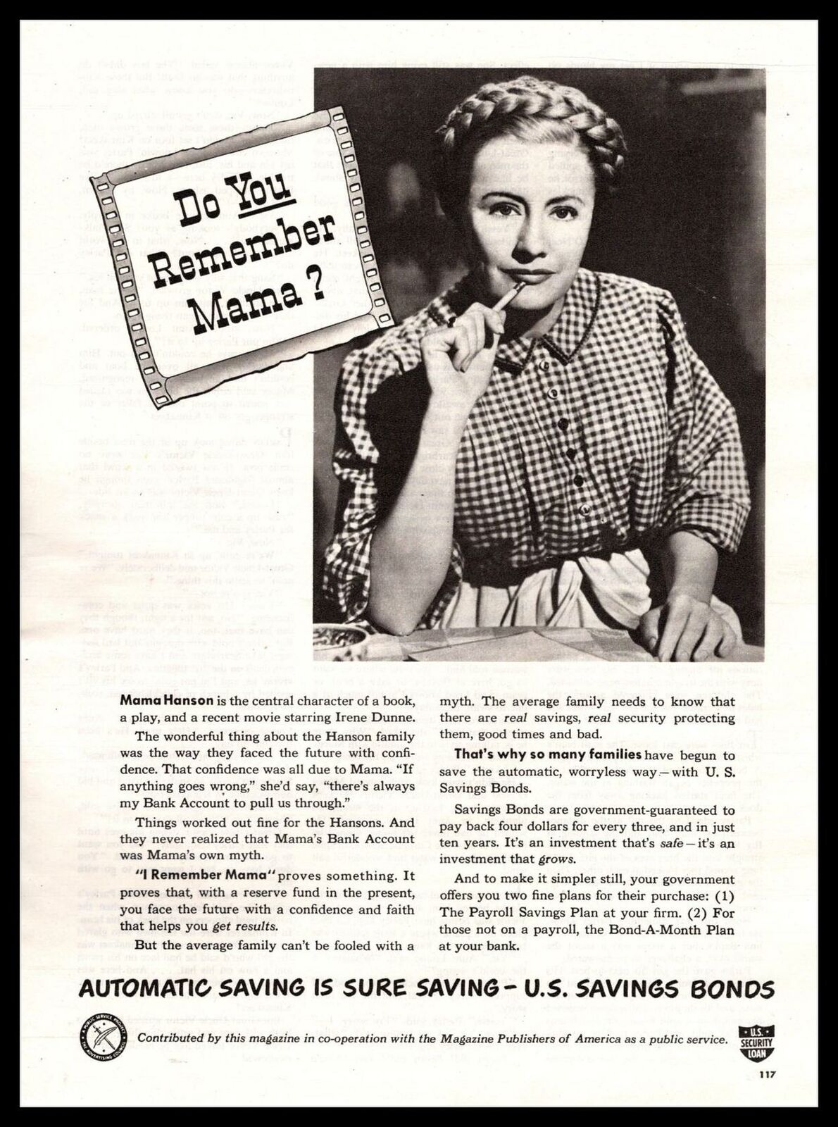 1948 U. S. Savings Bonds Irene Dunne In 