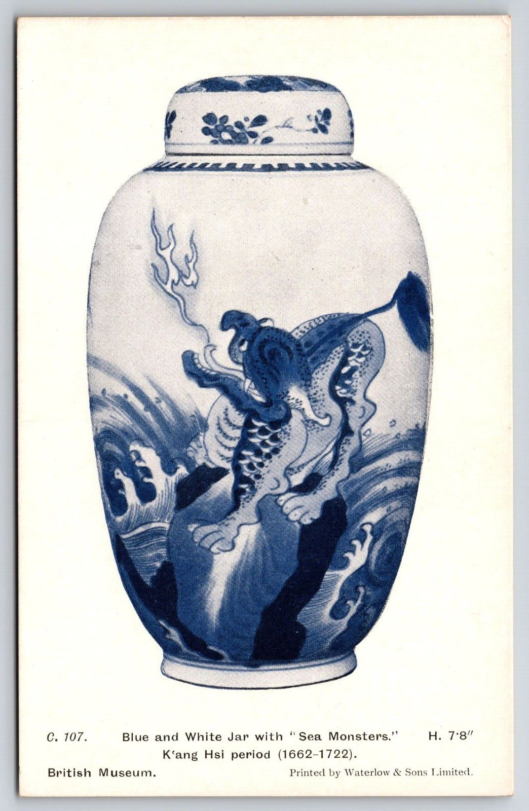 Waterlow & Sons Postcard British Museum K'ang Hsi Period Vase Sea Monsters