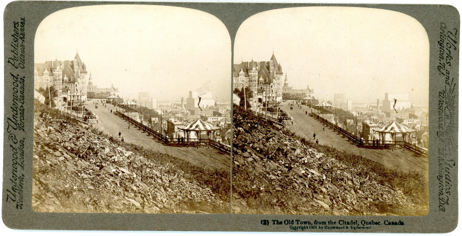 Stereo, Canada, Quebec, the old town, from the citadel Vintage stereo card - 