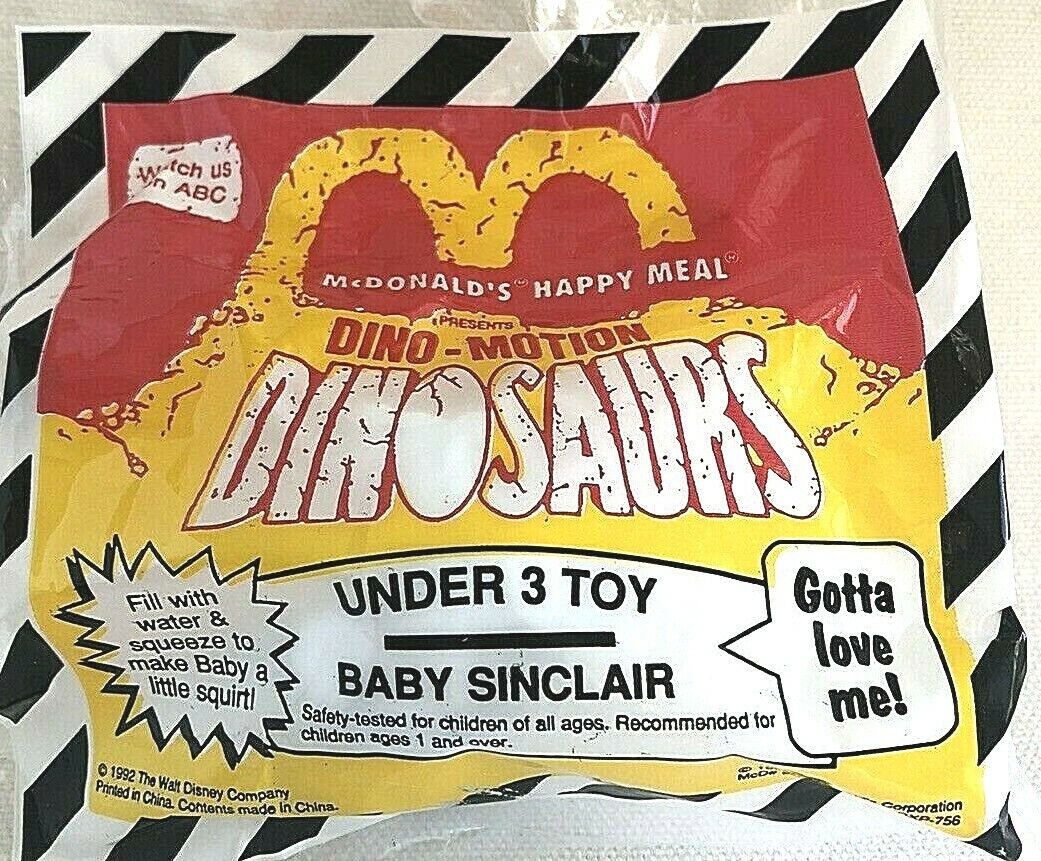 McDonald’s Dino-Motion Dinosaurs, Baby Sinclair, 1992 UNDER 3, FACTORY SEALED
