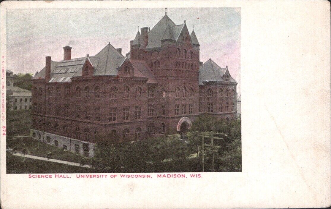 Madison WI-Wisconsin, Science Hall at University, c1906 Postcard