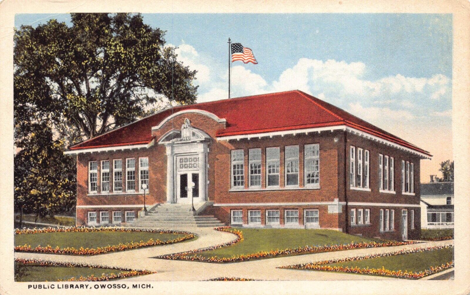 Postcard Public Library in Owosso, Michigan~128029