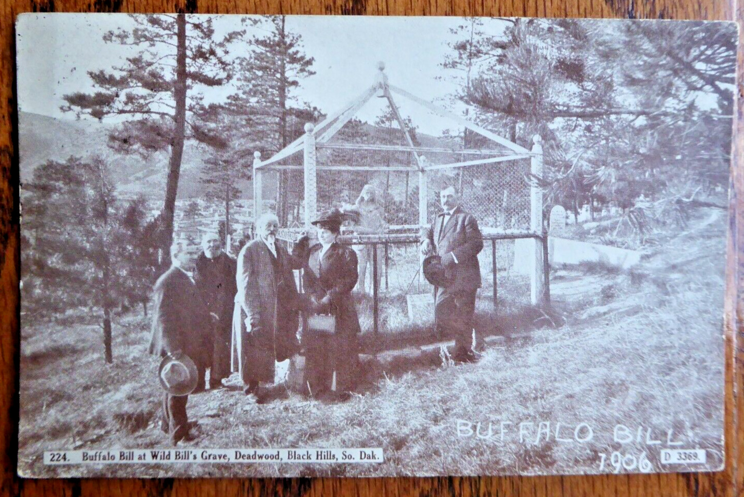 Buffalo Bill at Wild Bill\'s Grave Postcard 1908 Fancy Cancel Franklin 1 Cent