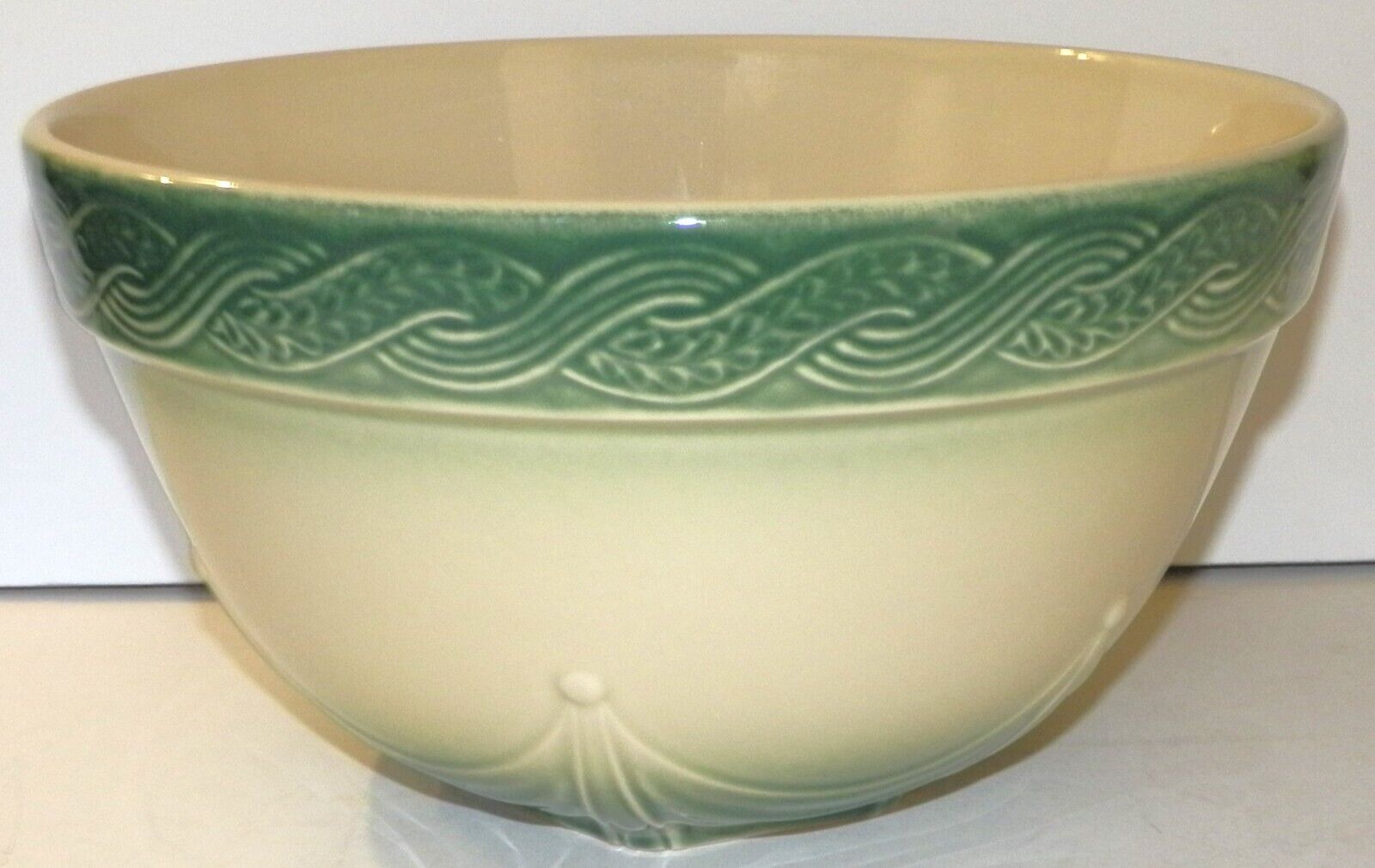 Longaberger Green Mixing Bowl Nesting Pottery American Craft ACO Large 11