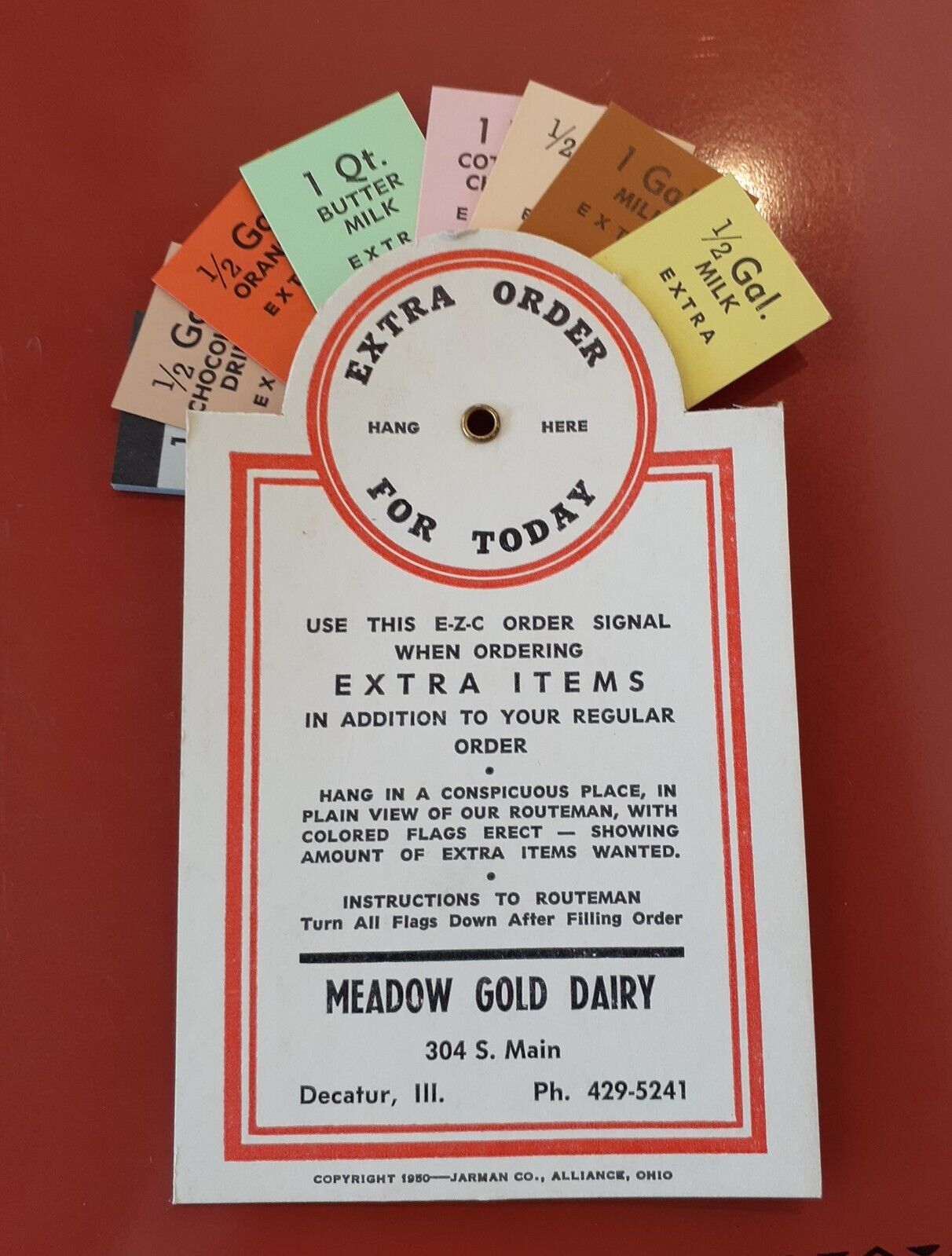 Dated 1950 Vintage MEADOW GOLD Dairy Milk Man order card Decatur IL  LQQK
