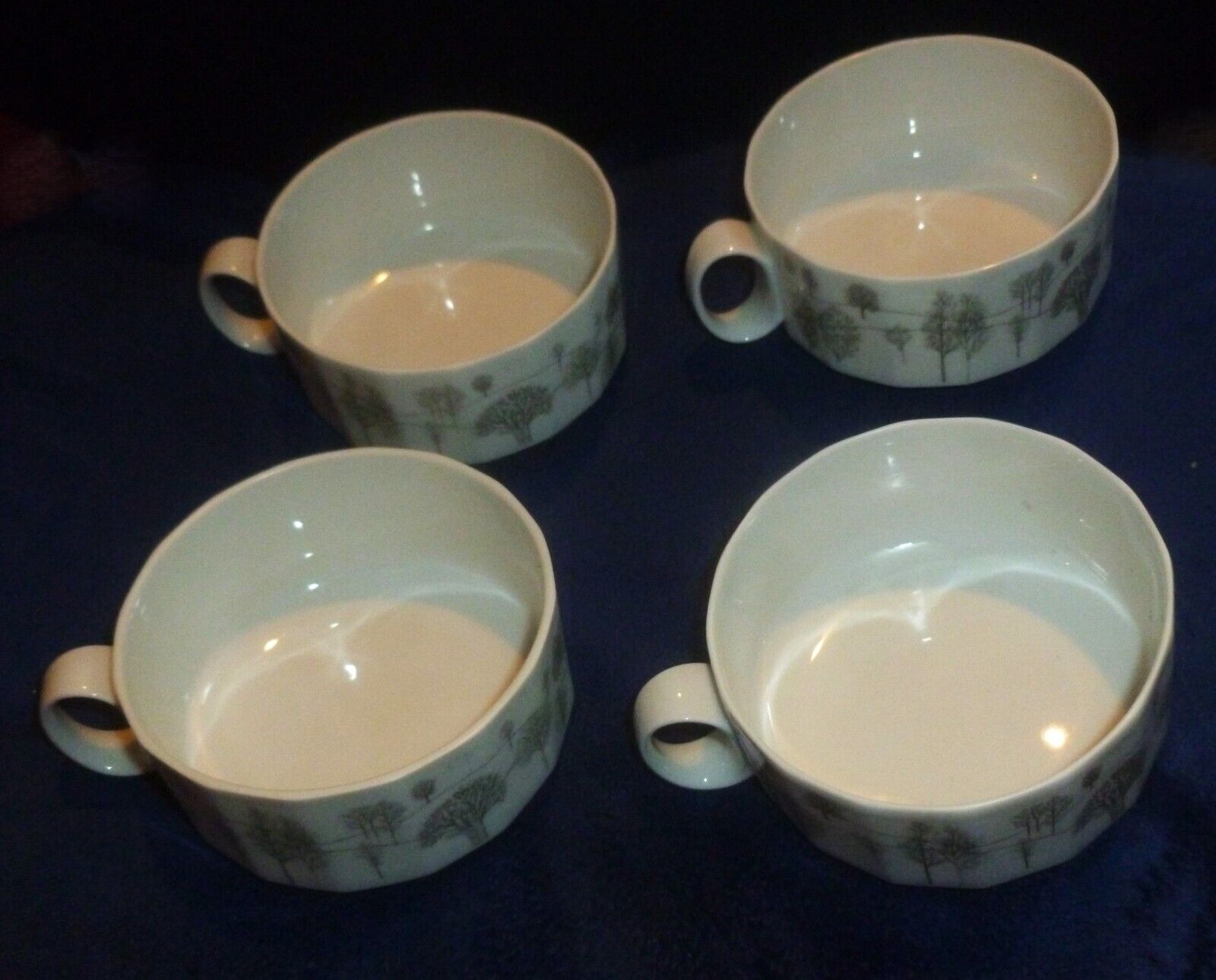 Lot/Set/4 Rosenthal WINTERREISE Sm SOUP/Dessert CUPS/Mugs, Hold 3/4 Cup, Polygon