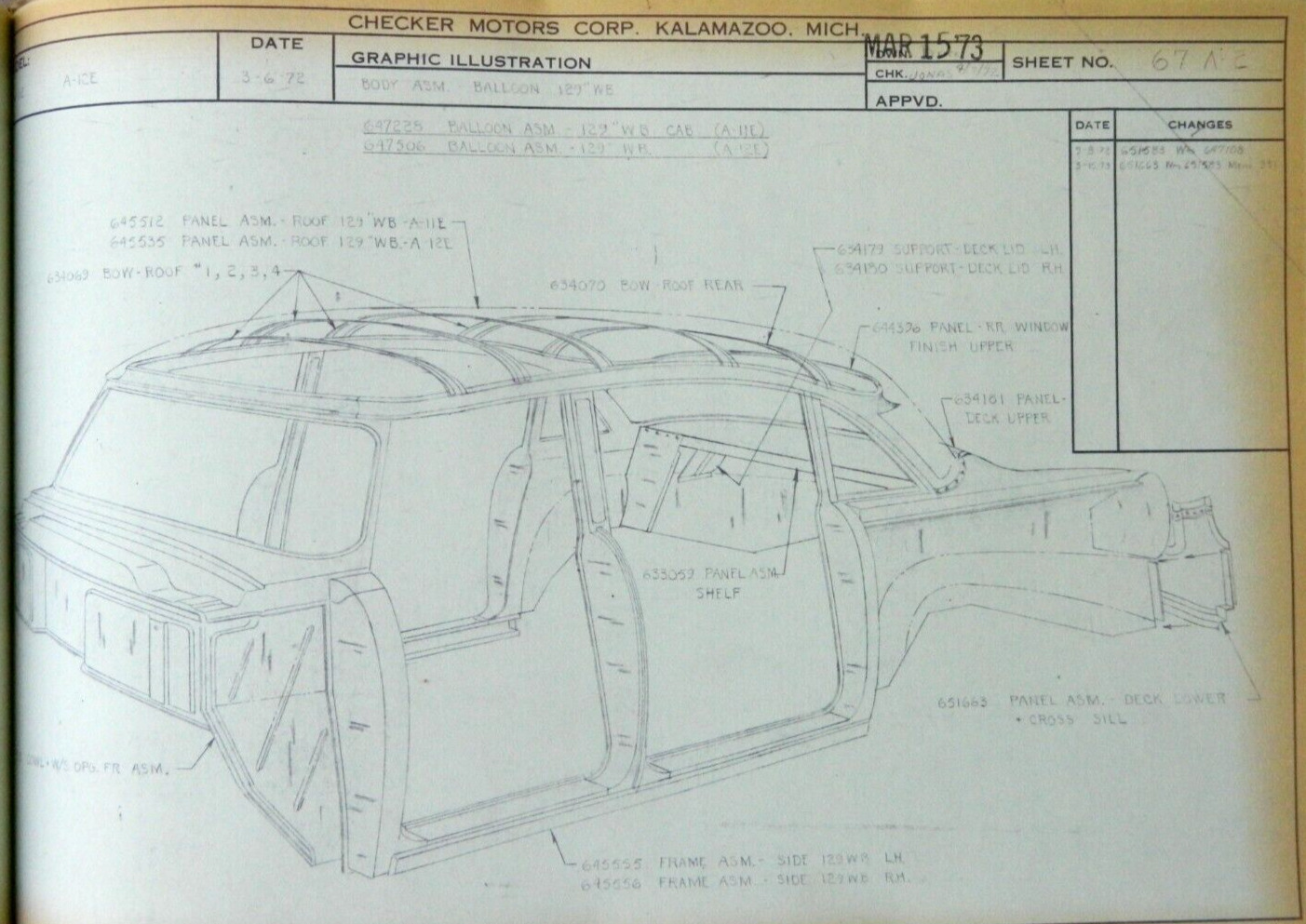 Original Checker Motors Factory Assembly Manual / Blueprints, Yellow Cab, Taxi
