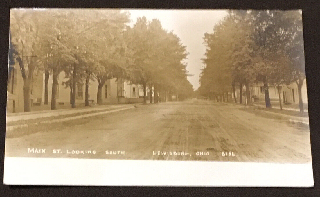 c1910 Lewisburg Ohio Main Street RPPC Real Photo Postcard 
