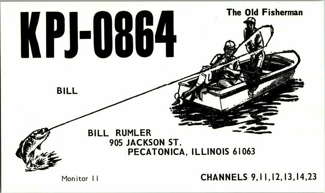 1960\'S. QSL. PECATONICA, ILL. BILL RUMLER. POSTCARD. FX5