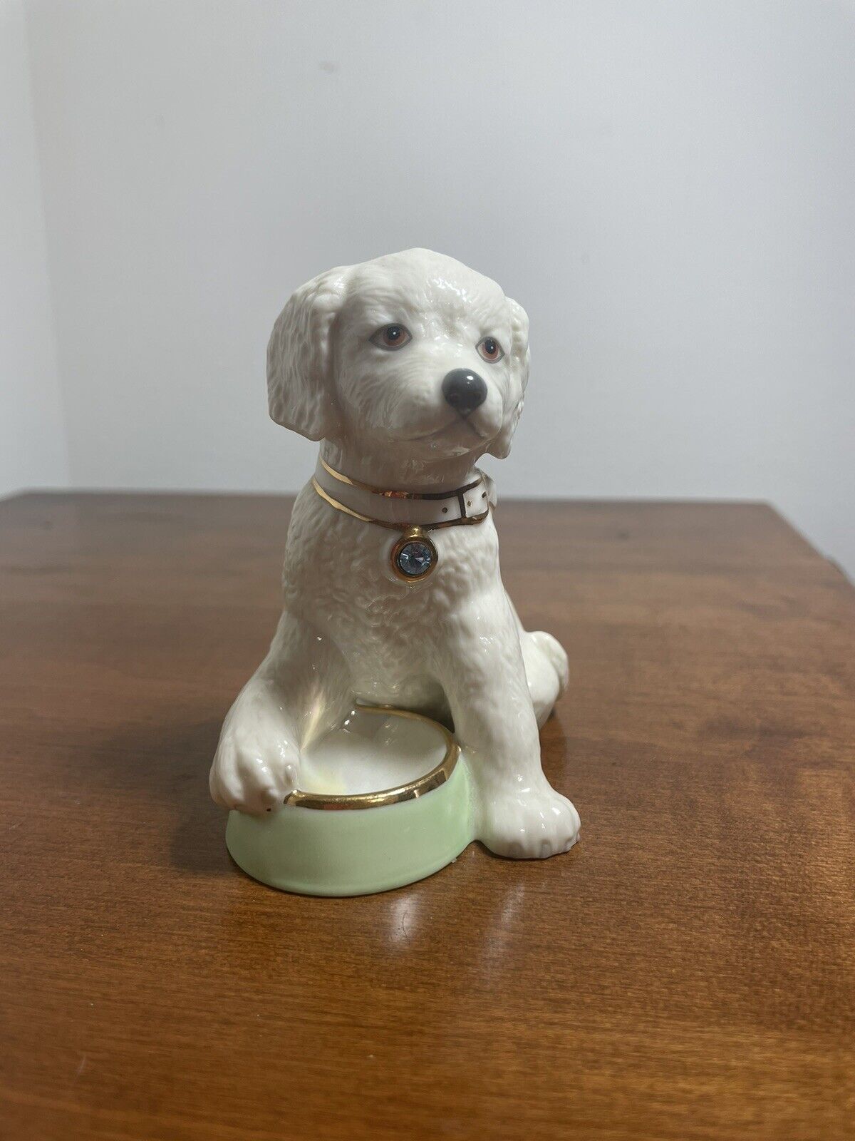 LENOX Puppy Labrador with his Bowl Dog Figurine with 24k  gilding Mint Vintage