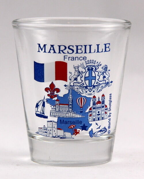 MARSEILLE FRANCE GREAT FRENCH CITIES COLLECTION SHOT GLASS SHOTGLASS