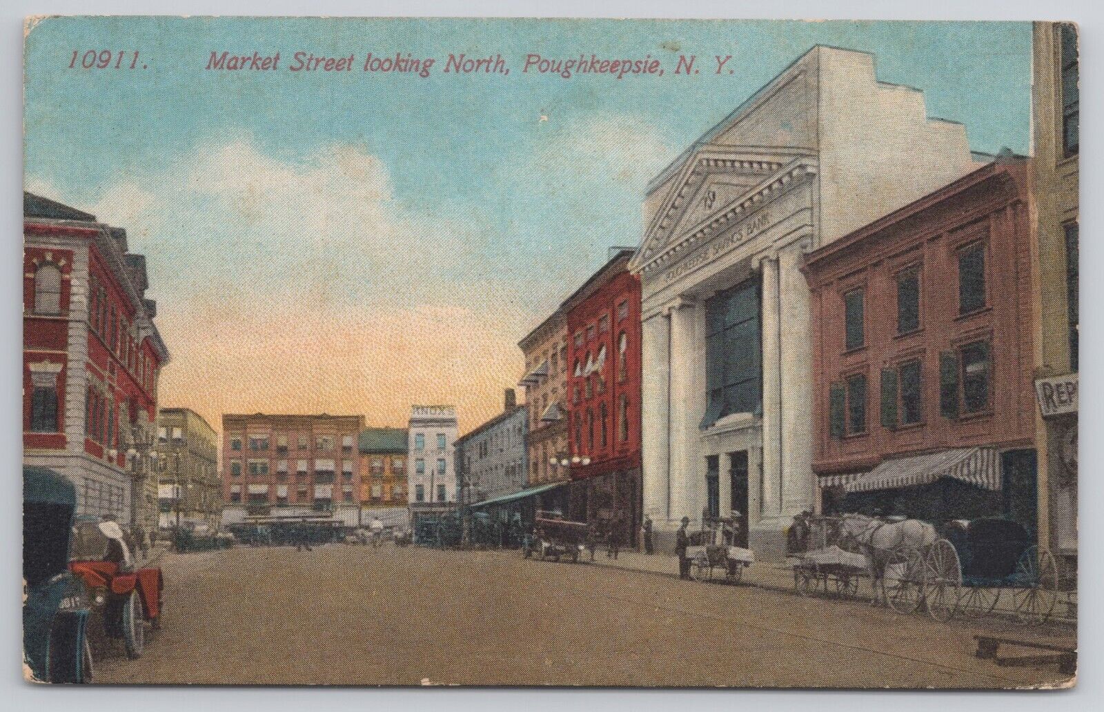 Market Street Looking North Poughkeepsie New York NY Postcard Business District