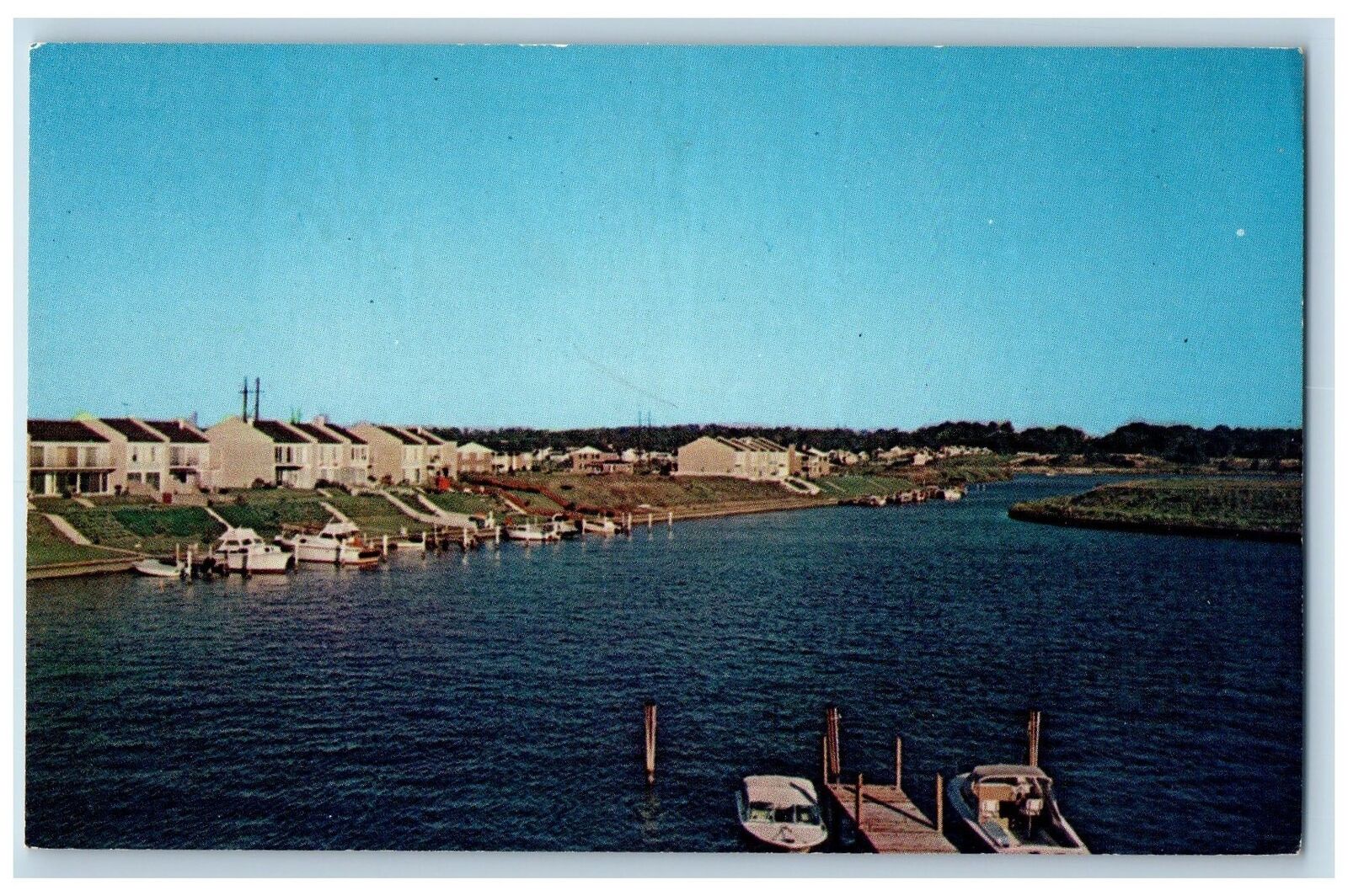 Joppatowne Maryland Postcard Rumsey Island Waterways With Boat Landings c1960\'s