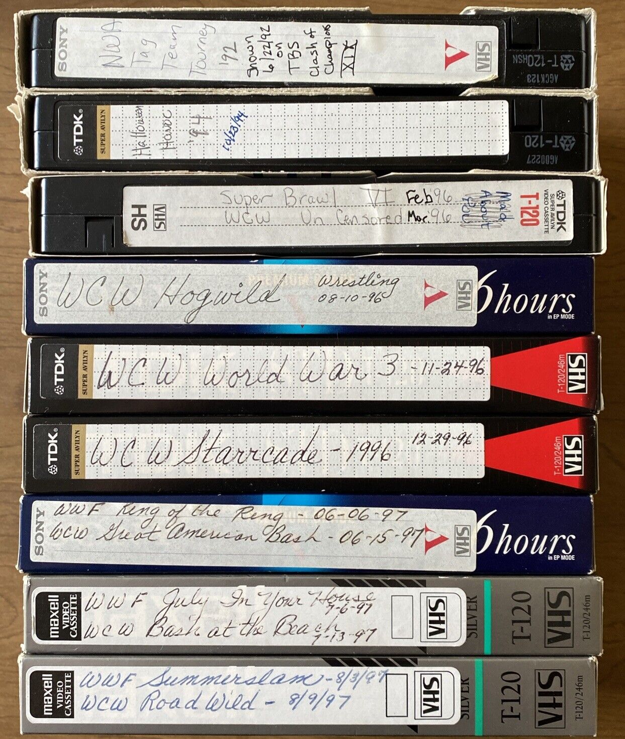(9) 1992-97 Wrestling VHS Tapes Sold As Blanks