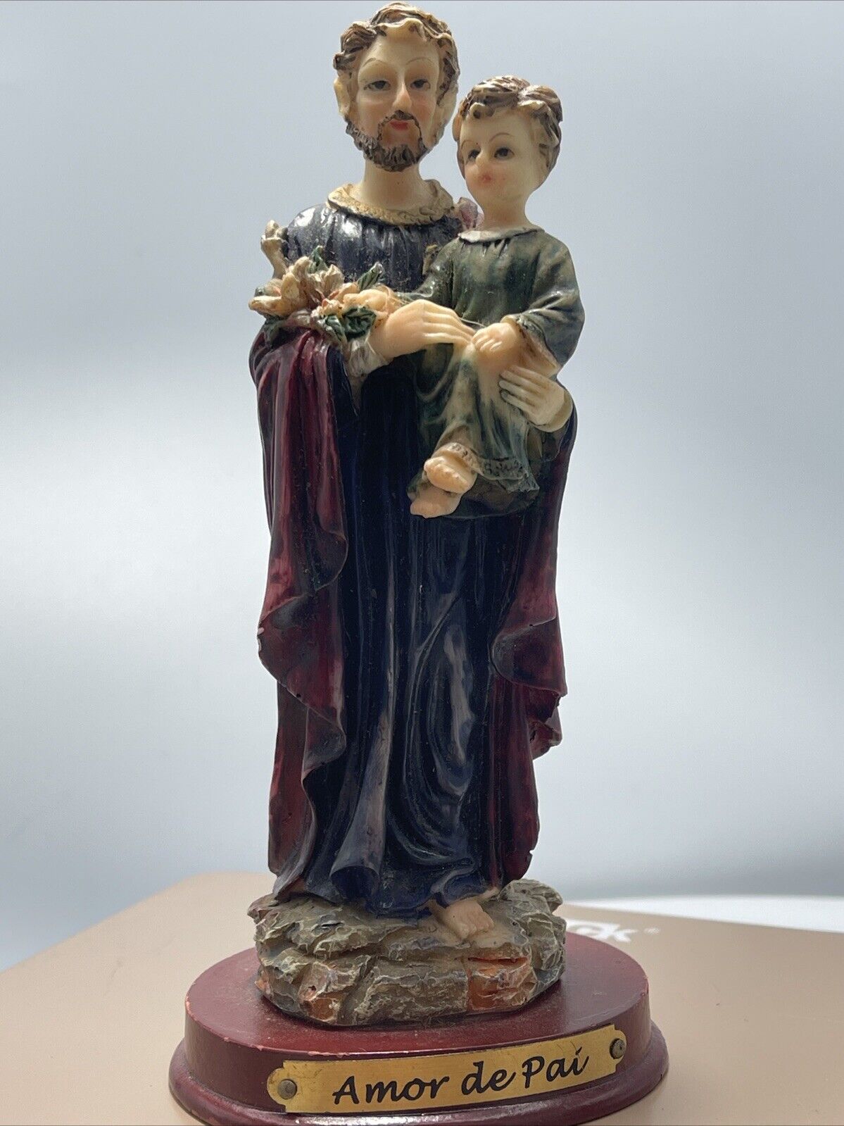 Saint Joseph Holding Jesus Statue Figurine A Father’s Love  6” Father’s Day