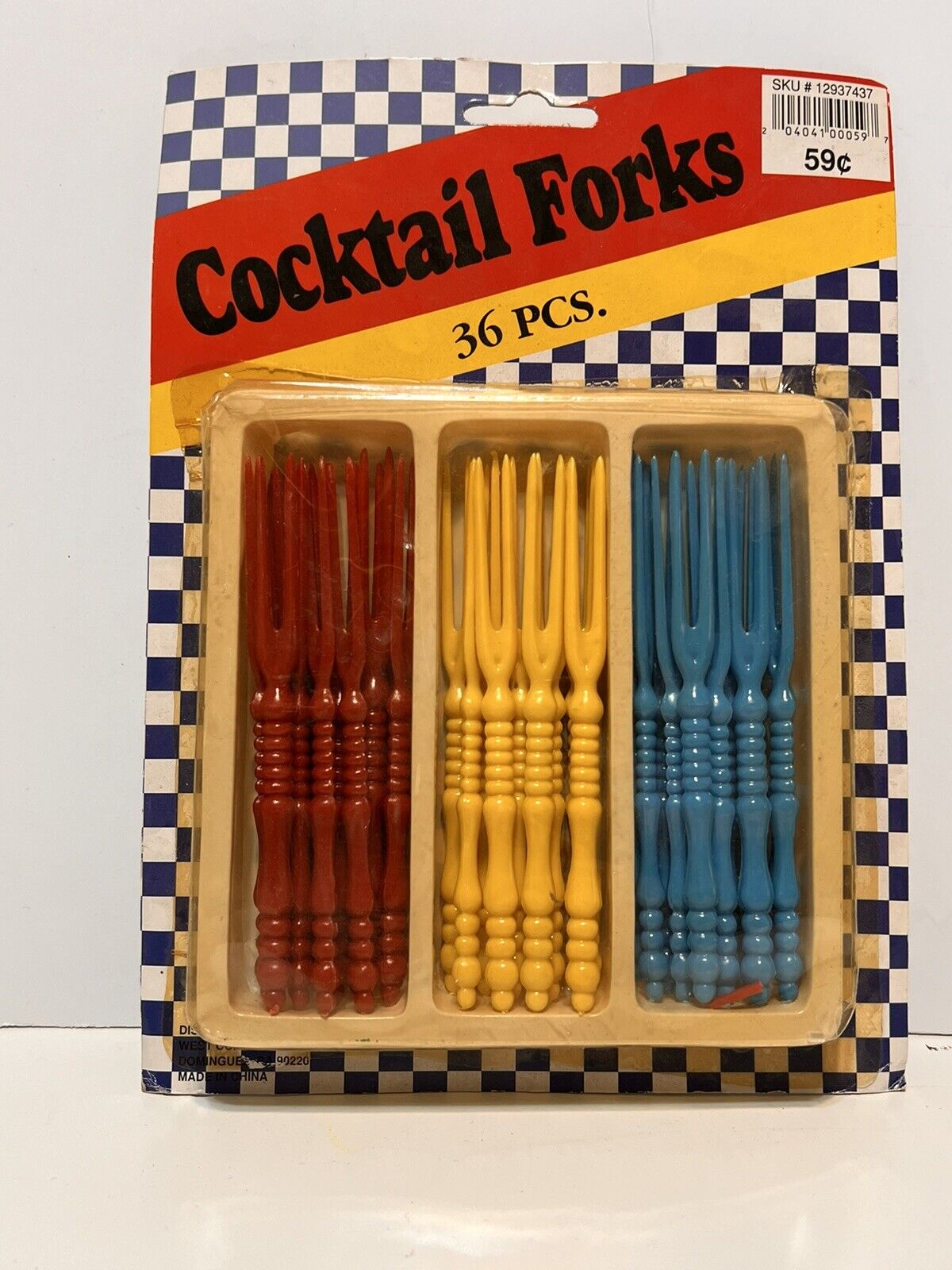 Vintage Colorful Plastic Cocktail Forks New In Package