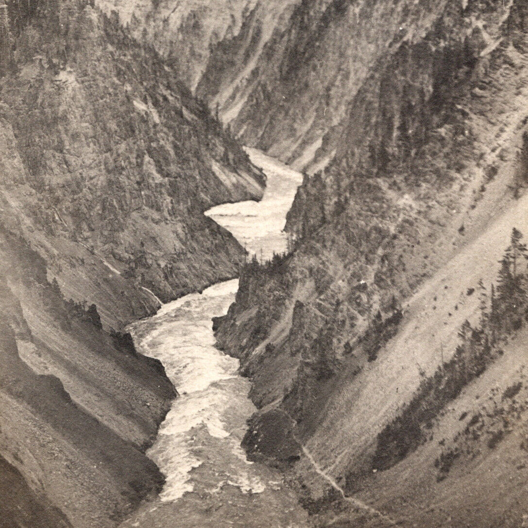 Vintage RPPC 1900s Grand Canyon Yellowstone National Park Aerial View Postcard