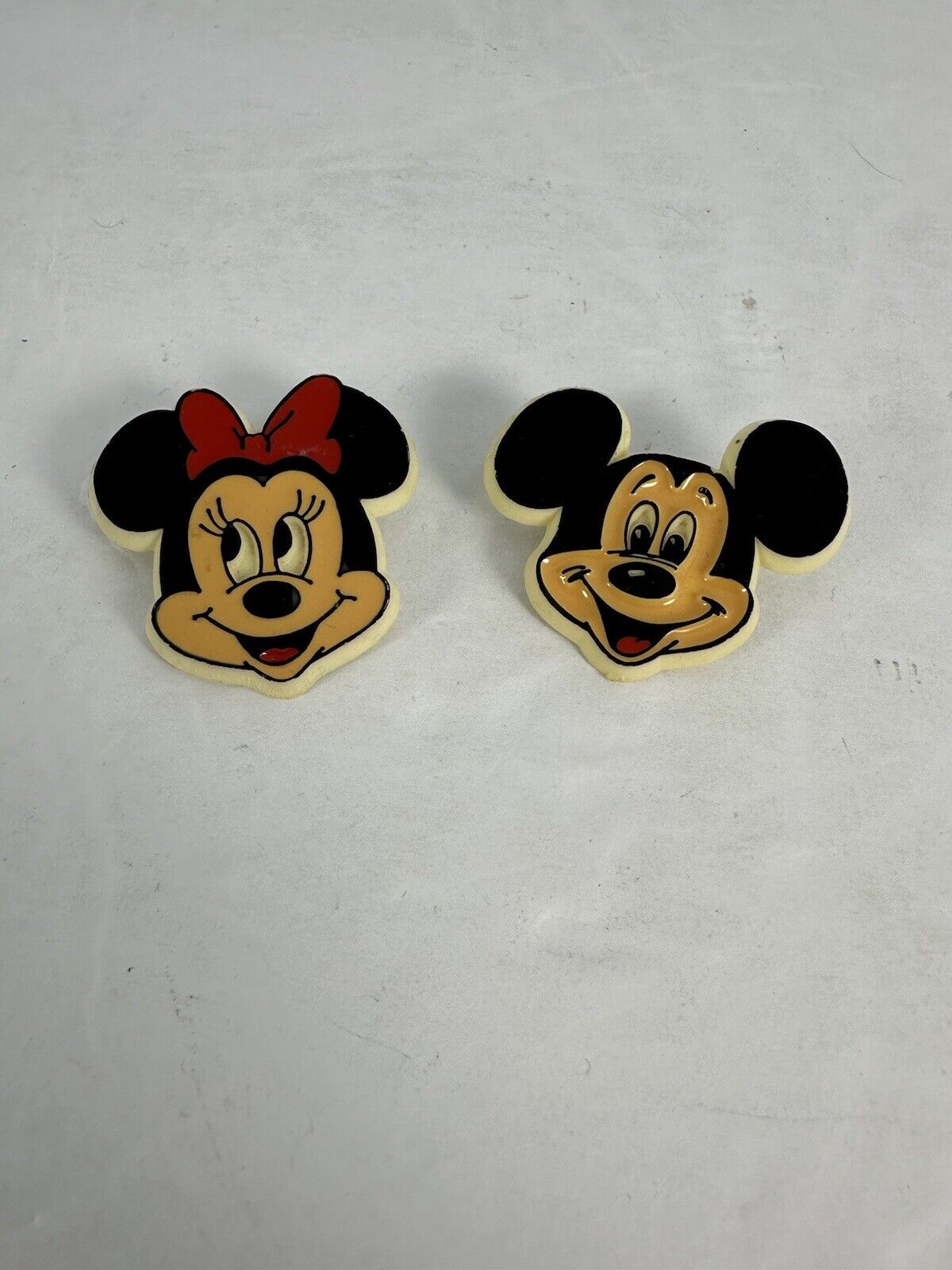 Vintage Disney Mickey & Minnie Plastic Pin Set Small